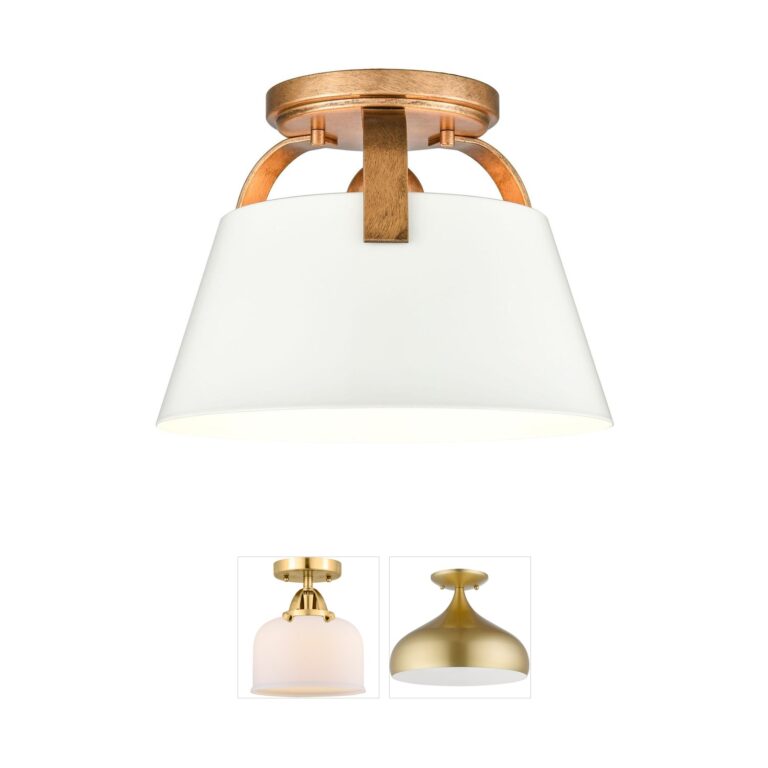 Atlas Lighting & Home Jepson Matte White and Antique Gold Semi-Flush Mount