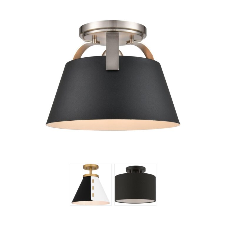 Atlas Lighting & Home Jepson 9.5" Matte Black Cone Semi-Flush Mount