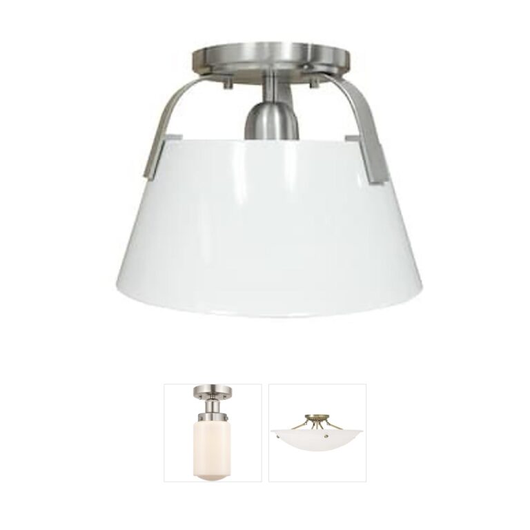 Atlas Lighting & Home Jepson Matte White and Brushed Nickel Steel Semi-Flush Mount