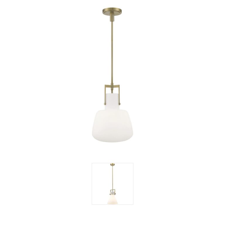 Atlas Lighting & Home Izel Antique Brass Pendant with Opal Glass