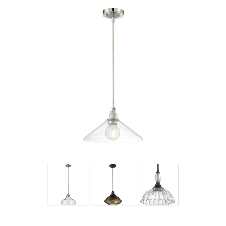 Atlas Lighting & Home Charis Polished Nickel 1-Light Flared Glass Pendant