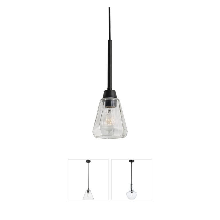Atlas Lighting & Home Arctic Acid Dipped Black Bell Pendant with Clear Glass