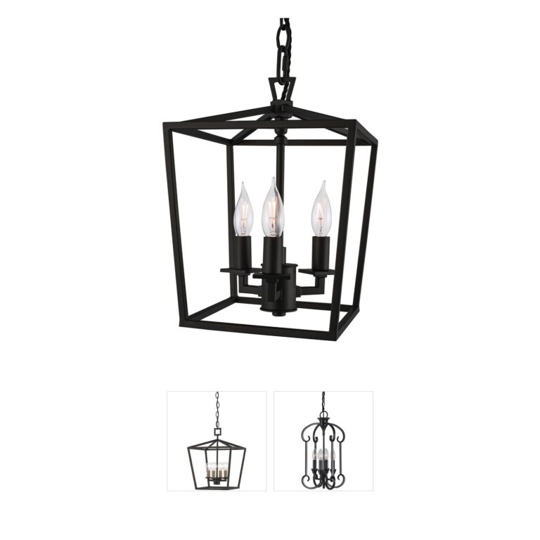 Atlas Lighting & Home Cage 3-Light Matte Black Steel Lantern Pendant