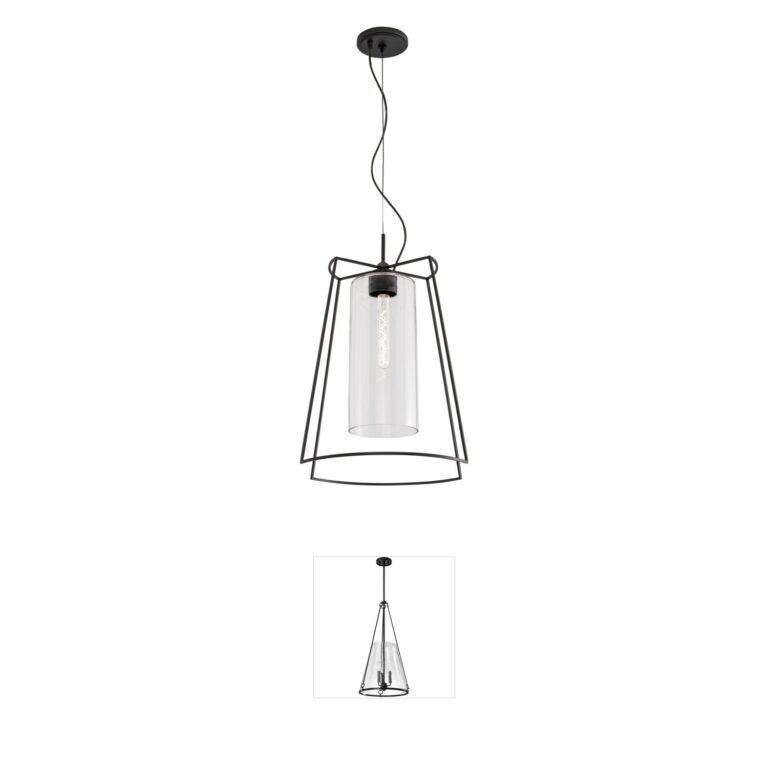 Atlas Lighting & Home Cere Matte Black Stainless Steel Cone Pendant