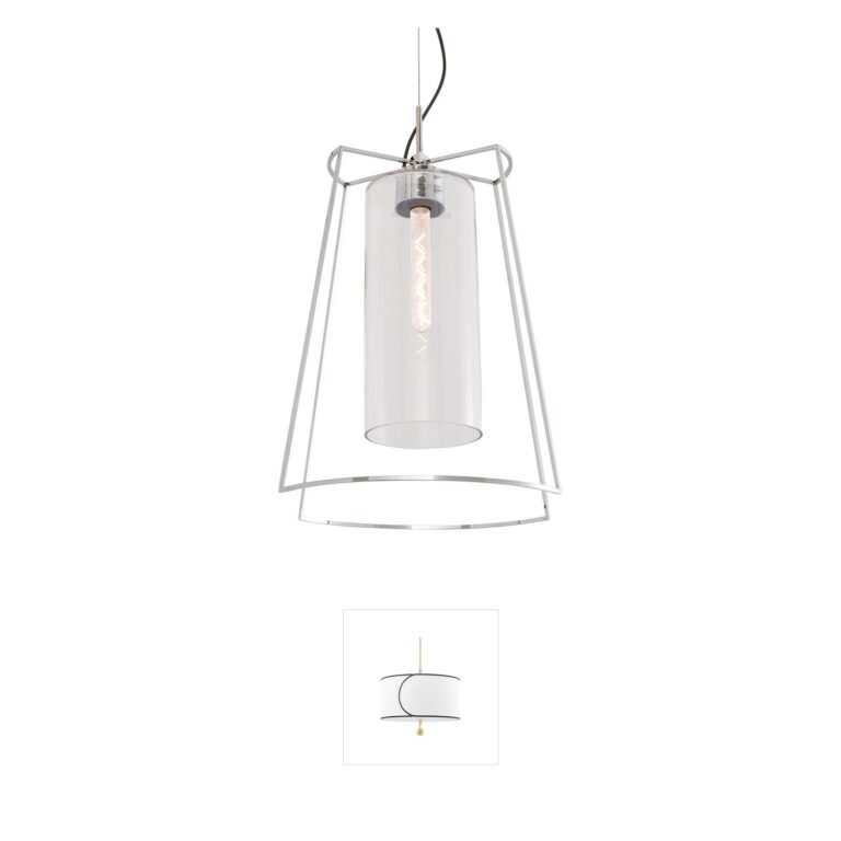 Atlas Lighting & Home Cere Polished Nickel and Clear Glass Cone Pendant