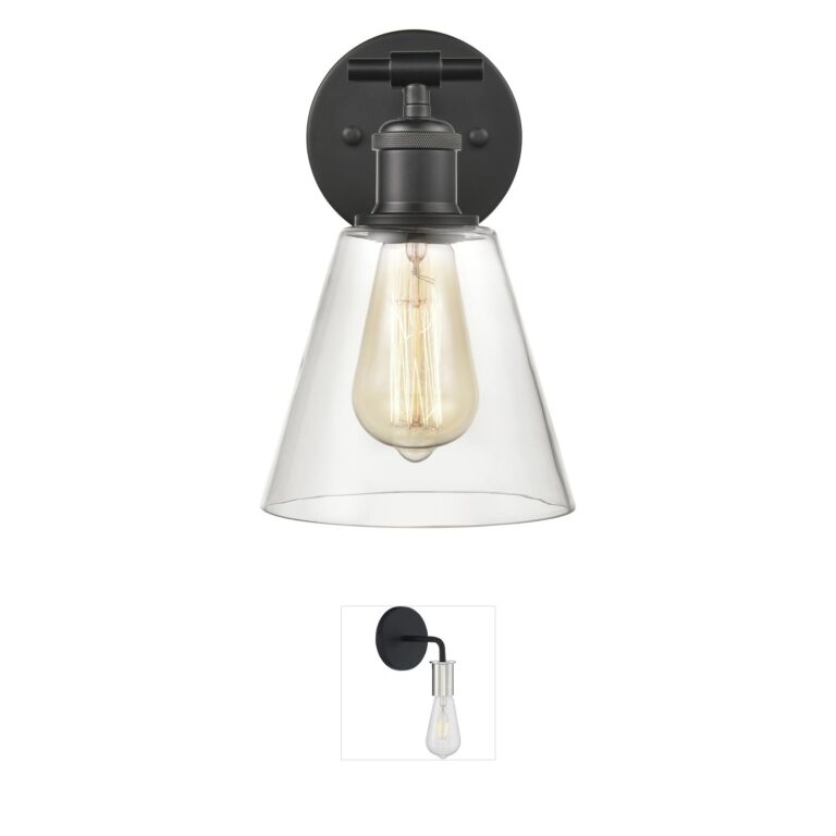 Atlas Lighting & Home Scone Matte Black and Handblown Glass Vanity Sconce