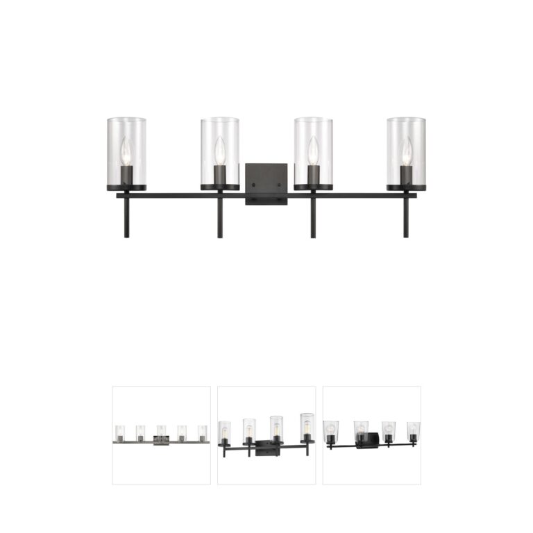 Atlas Lighting & Home Oakland 32.5-Inch 4-Light Black Vanity Light with Clear Glass