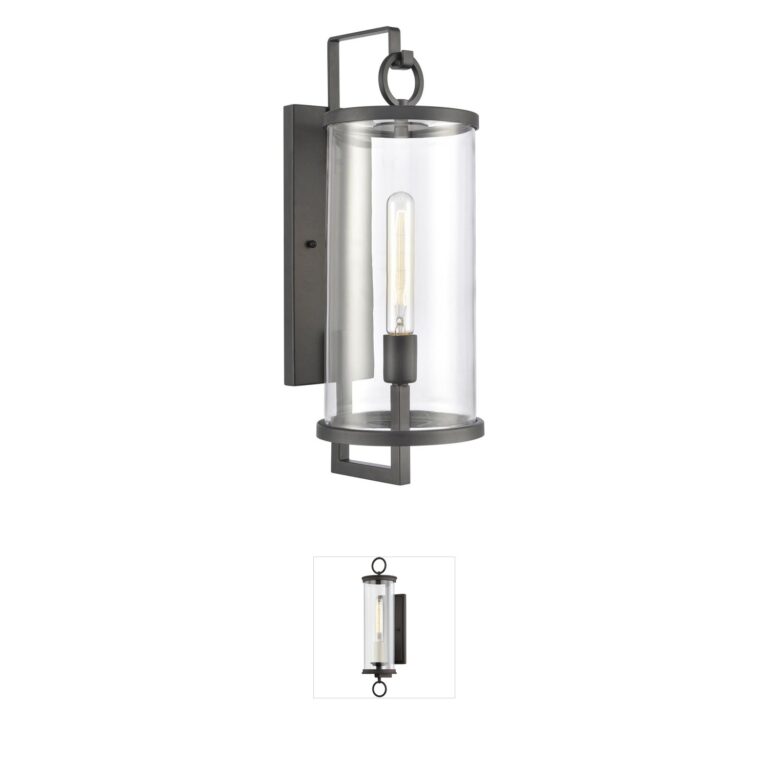 Atlas Lighting & Home Hopkins Charcoal Outdoor Wall Sconce with Clear Handblown Glass