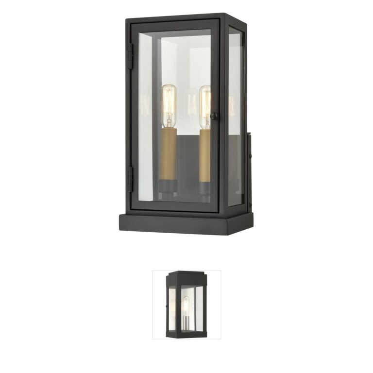 Atlas Lighting & Home Foundation Matte Black and Clear Glass 2-Light Outdoor Sconce