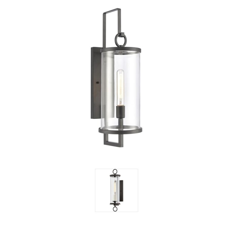 Atlas Lighting & Home Hopkins 24" Charcoal Outdoor Wall Sconce with Handblown Glass