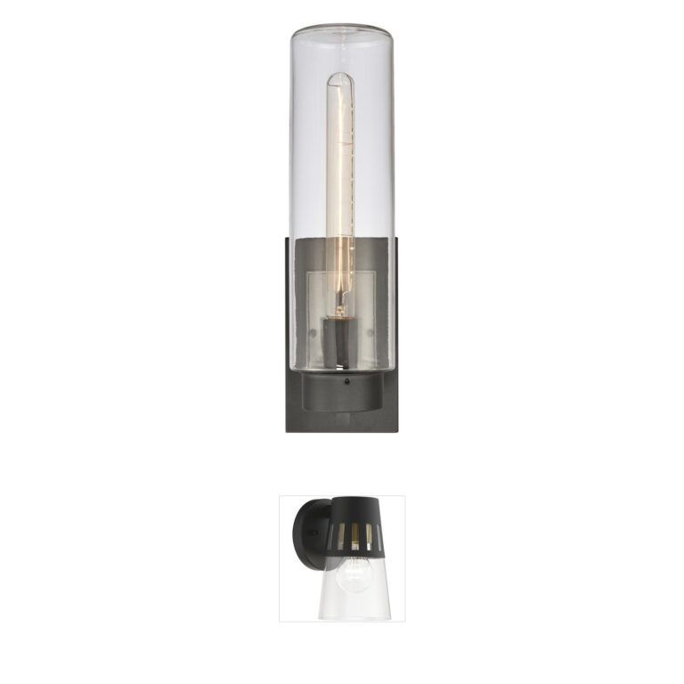 Atlas Lighting & Home Garity 18-Inch Textured Black and Handblown Glass Outdoor Wall Sconce