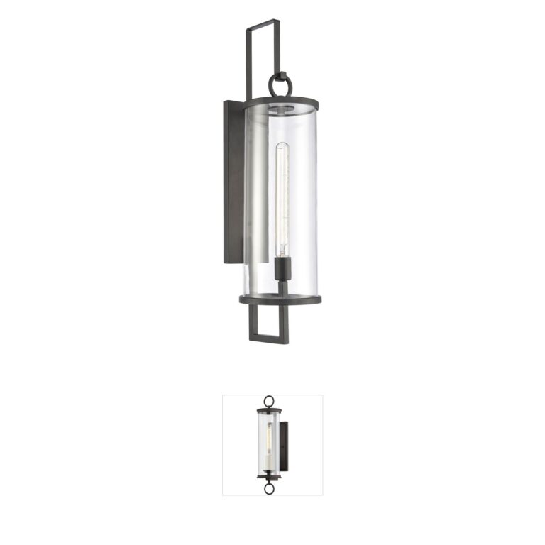 Atlas Lighting & Home Hopkins 30-Inch Charcoal Outdoor Wall Sconce with Handblown Glass