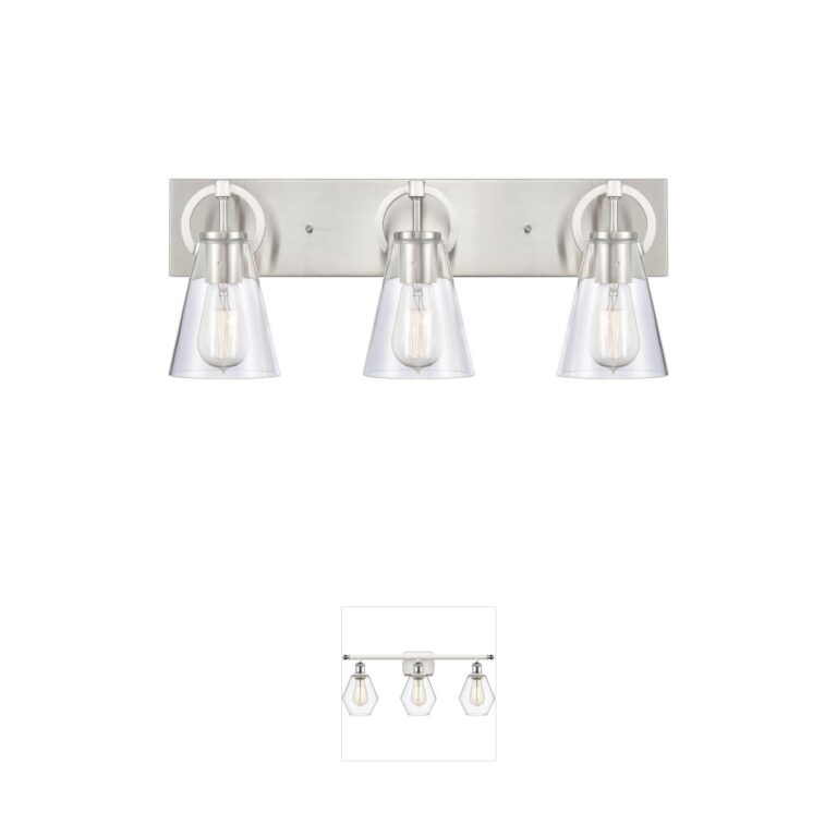Atlas Lighting & Home Harnell 3-Light Brushed Nickel Vanity with Handblown Glass