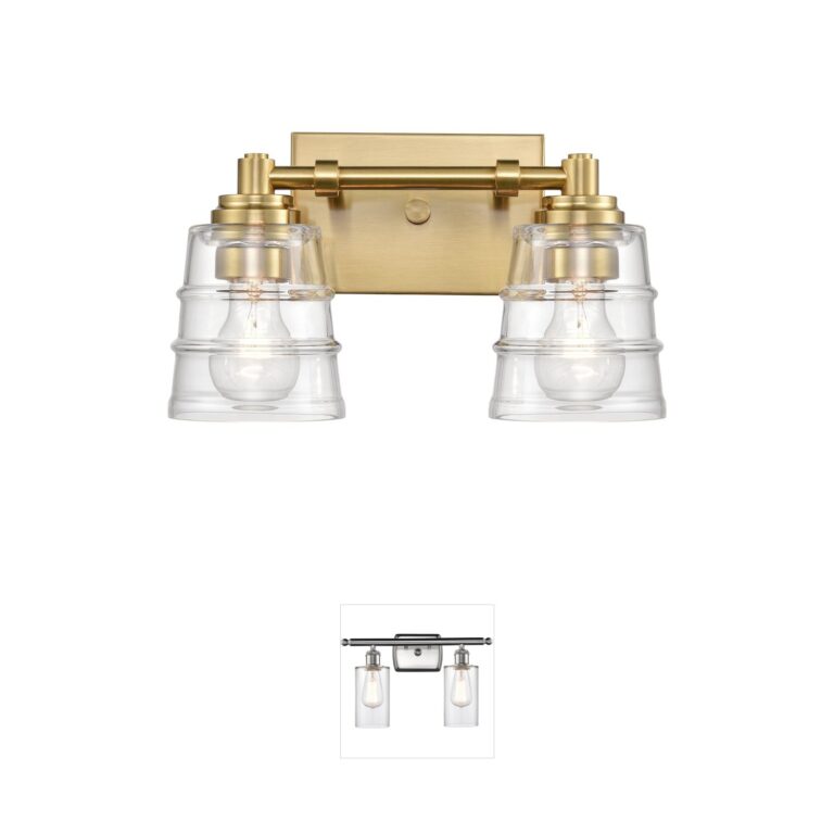 Atlas Lighting & Home Pulsate 2-Light Satin Brass Vanity Sconce with Clear Glass