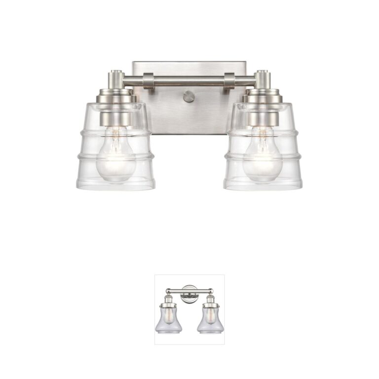 Atlas Lighting & Home Pulsate 2-Light Satin Nickel Steel Vanity Light