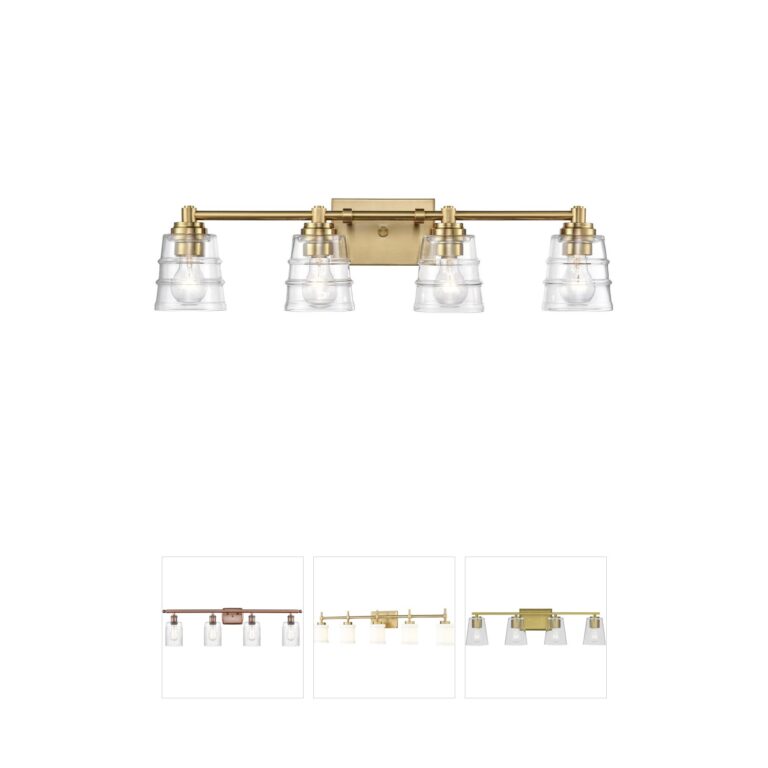 Atlas Lighting & Home Pulsate 4-Light Satin Brass Vanity Light with Clear Glass