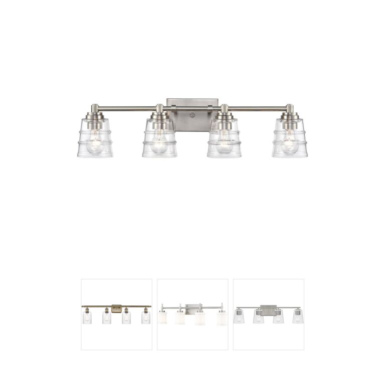 Atlas Lighting & Home Pulsate 4-Light Satin Nickel Steel Vanity Light with Handblown Clear Glass