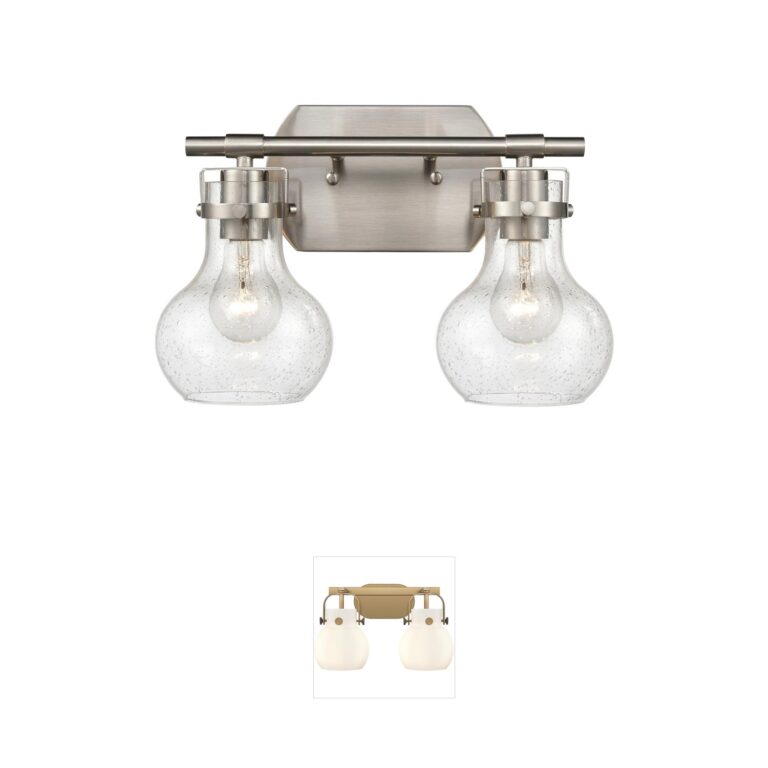 Atlas Lighting & Home Salamanca 2-Light Satin Nickel Vanity with Seeded Glass