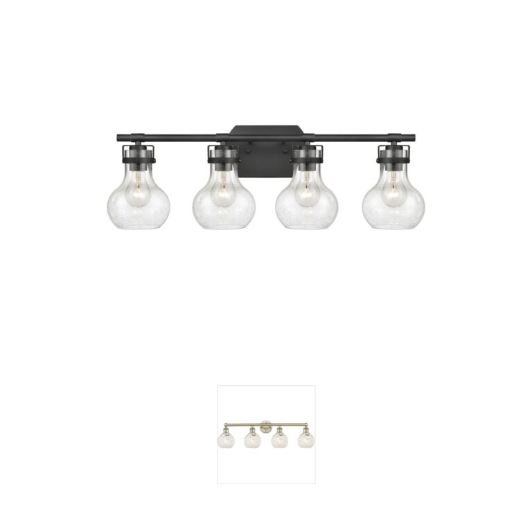 Atlas Lighting & Home Salamanca 4-Light Matte Black Seeded Glass Vanity Light