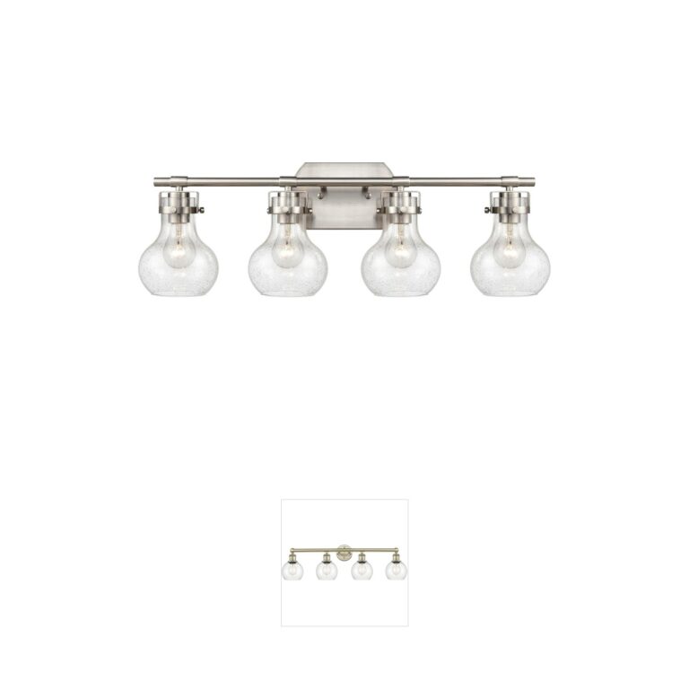 Atlas Lighting & Home Salamanca 4-Light Satin Nickel and Seeded Glass Vanity Light