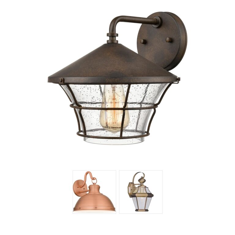 Atlas Lighting & Home Gavin Hazelnut Bronze Outdoor Sconce with Seeded Glass