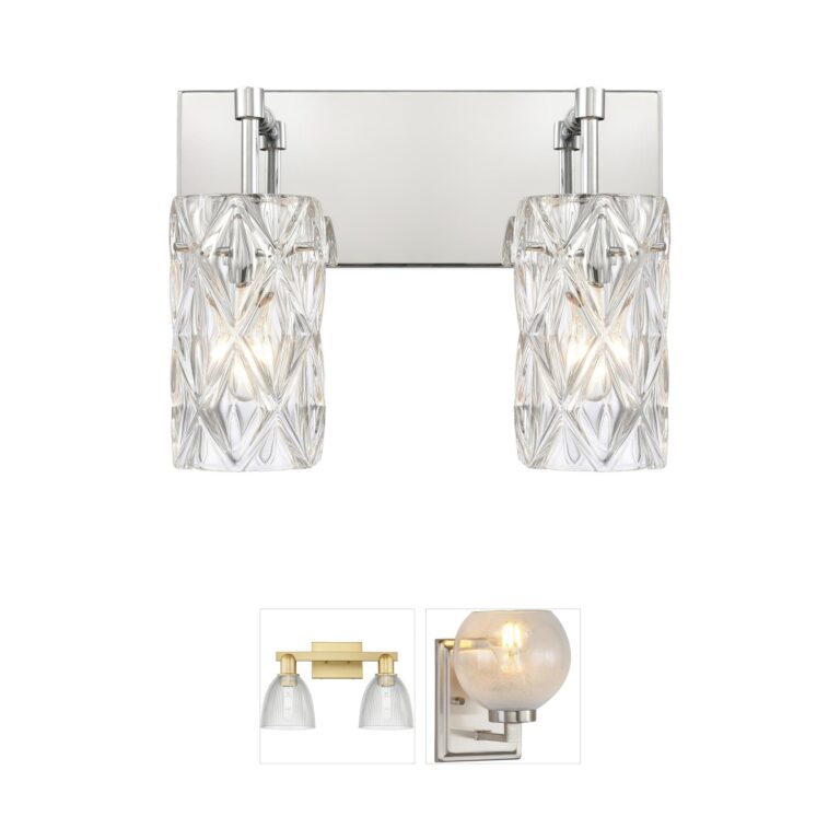 Atlas Lighting & Home Forma de Crystal 2-Light Polished Chrome and Real Crystal Vanity Light