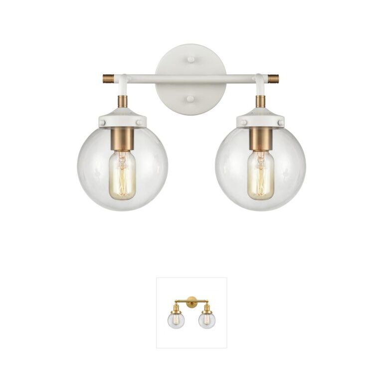 Atlas Lighting & Home Boudreaux 2-Light Matte White Steel Vanity Sconce with Clear Glass