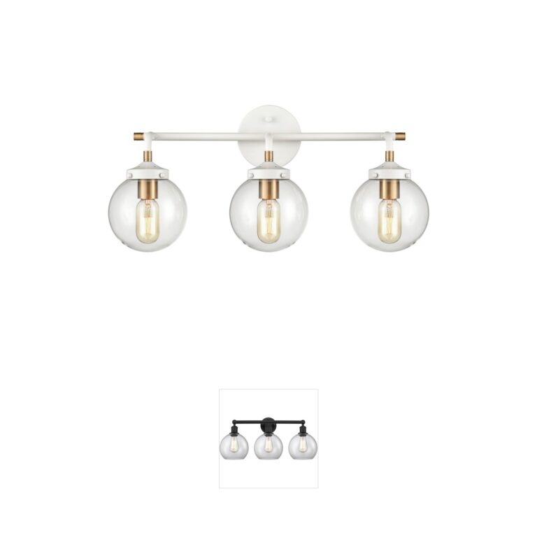 Atlas Lighting & Home Boudreaux 24-Inch 3-Light Matte White and Satin Brass Vanity Light