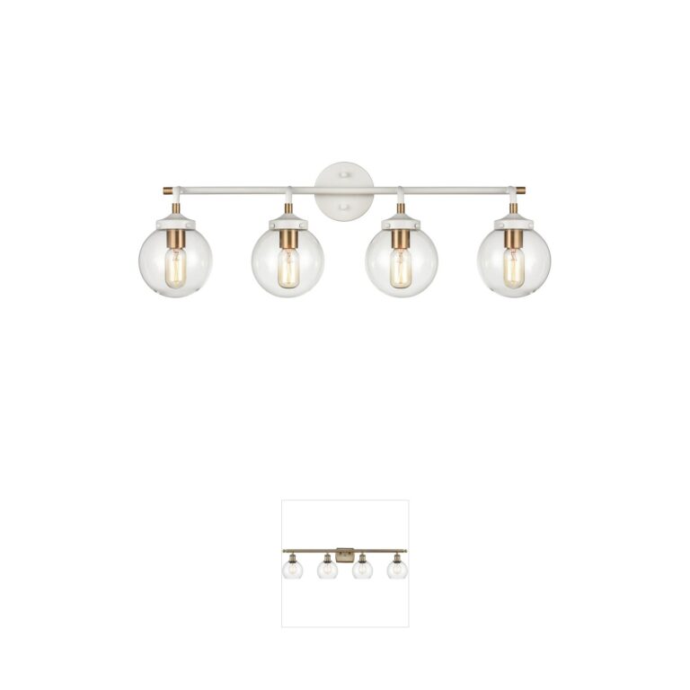 Atlas Lighting & Home Boudreaux 4-Light Matte White and Satin Brass Vanity Light