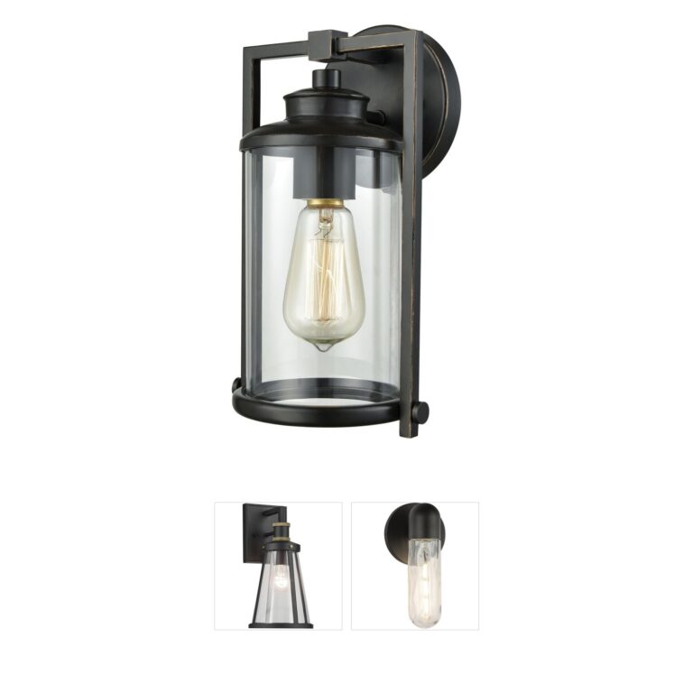 Atlas Lighting & Home Frampton 11-Inch Aged Bronze and Clear Glass Outdoor Wall Sconce