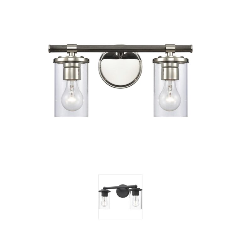 Atlas Lighting & Home Burrow 15-Inch Polished Nickel and Handblown Glass Vanity Light