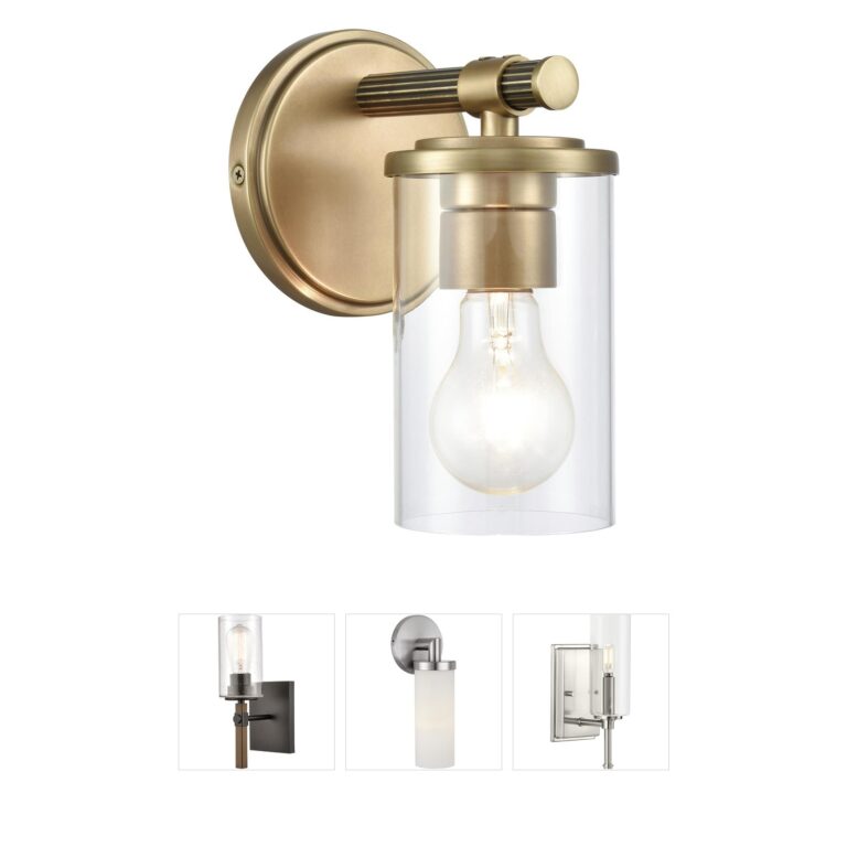 Atlas Lighting & Home Burrow 1-Light Natural Brass Vanity Light with Handblown Glass
