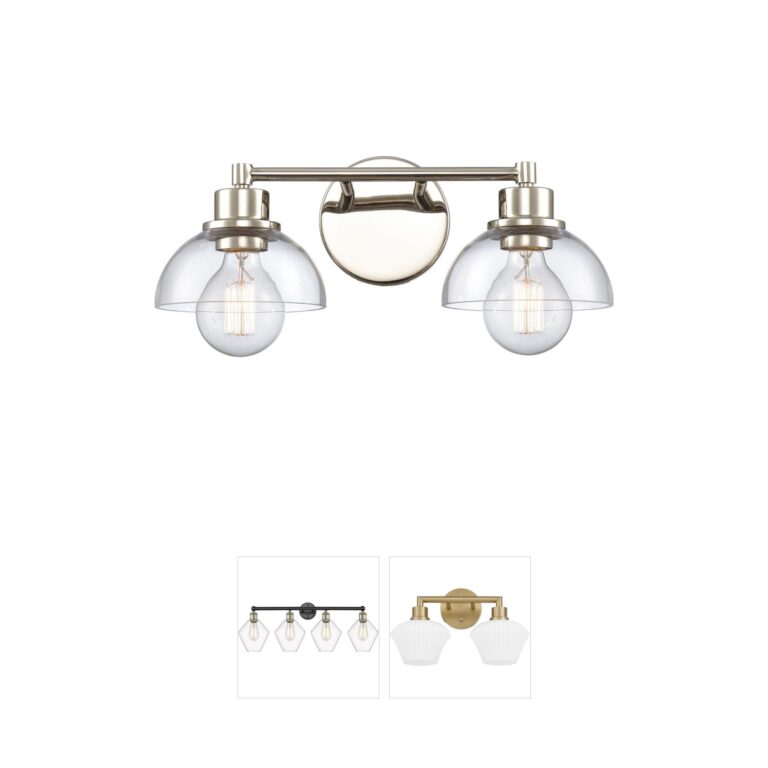 Atlas Lighting & Home Julian 16" 2-Light Polished Nickel Vanity with Handblown Glass