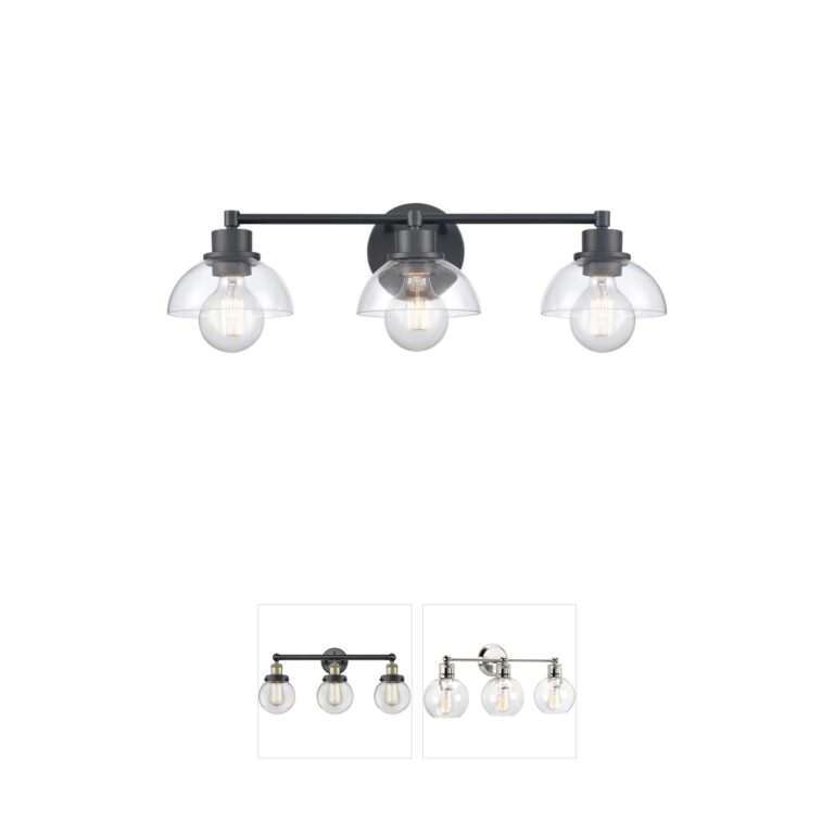 Atlas Lighting & Home Julian 24-Inch 3-Light Matte Black Vanity with Handblown Glass