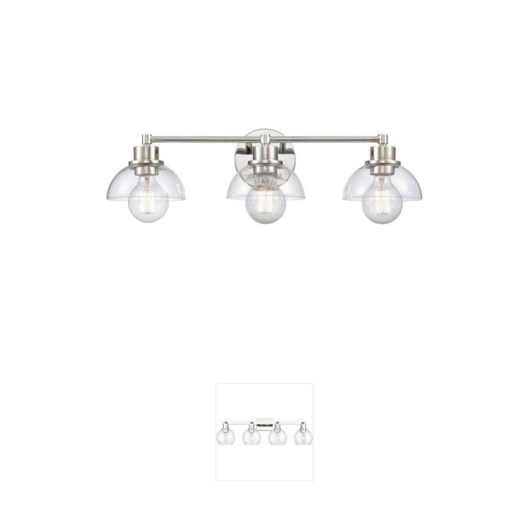 Atlas Lighting & Home Julian 24-Inch 3-Light Polished Nickel Vanity with Handblown Glass
