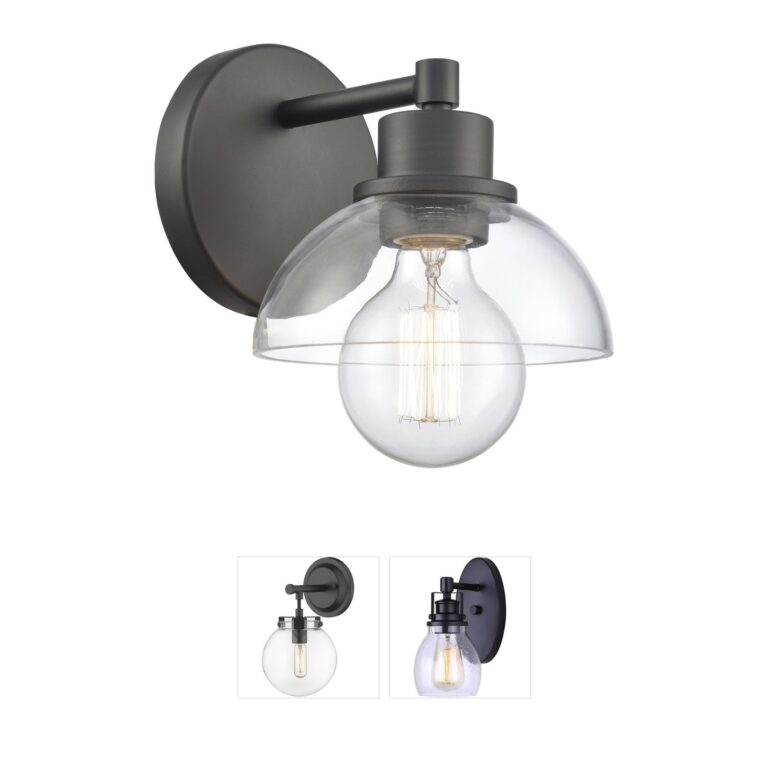 Atlas Lighting & Home Julian 1-Light Matte Black Vanity with Clear Handblown Glass