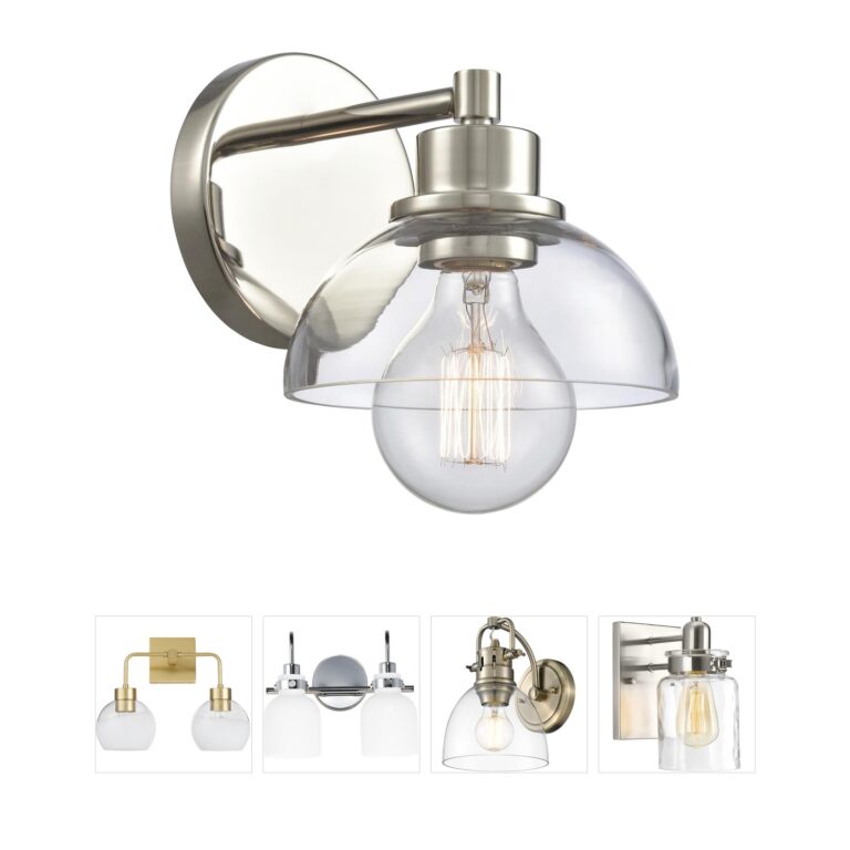 Atlas Lighting & Home Julian 1-Light Polished Nickel Vanity Light with Handblown Glass