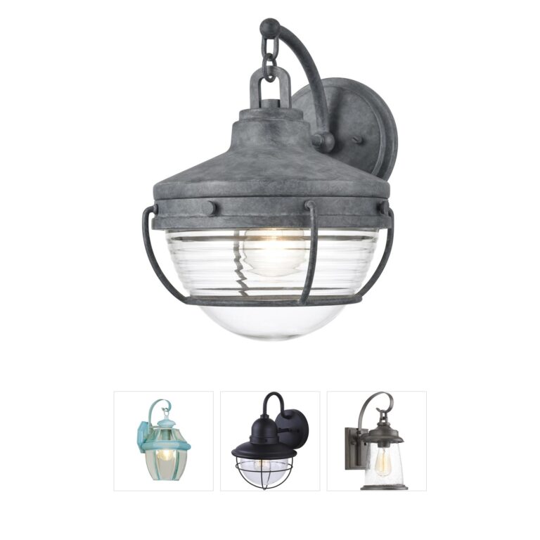 Atlas Lighting & Home Eastport Aged Zinc and Ribbed Glass Outdoor Wall Sconce