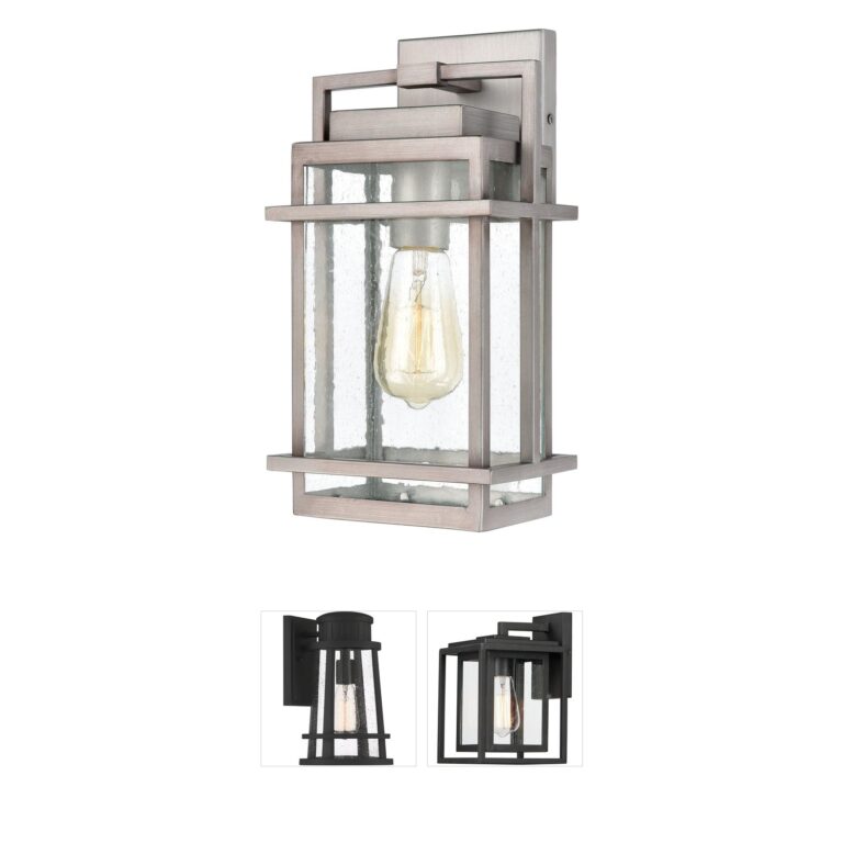 Atlas Lighting & Home Breckenridge Weathered Zinc Outdoor Wall Sconce with Seeded Glass