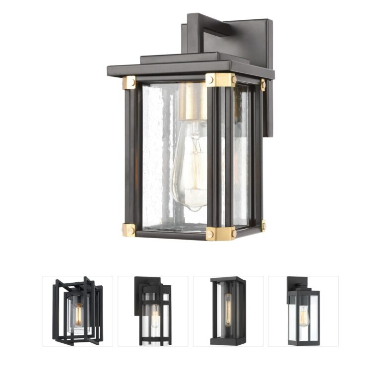 Atlas Lighting & Home Vincentown Matte Black & Brass Outdoor Sconce