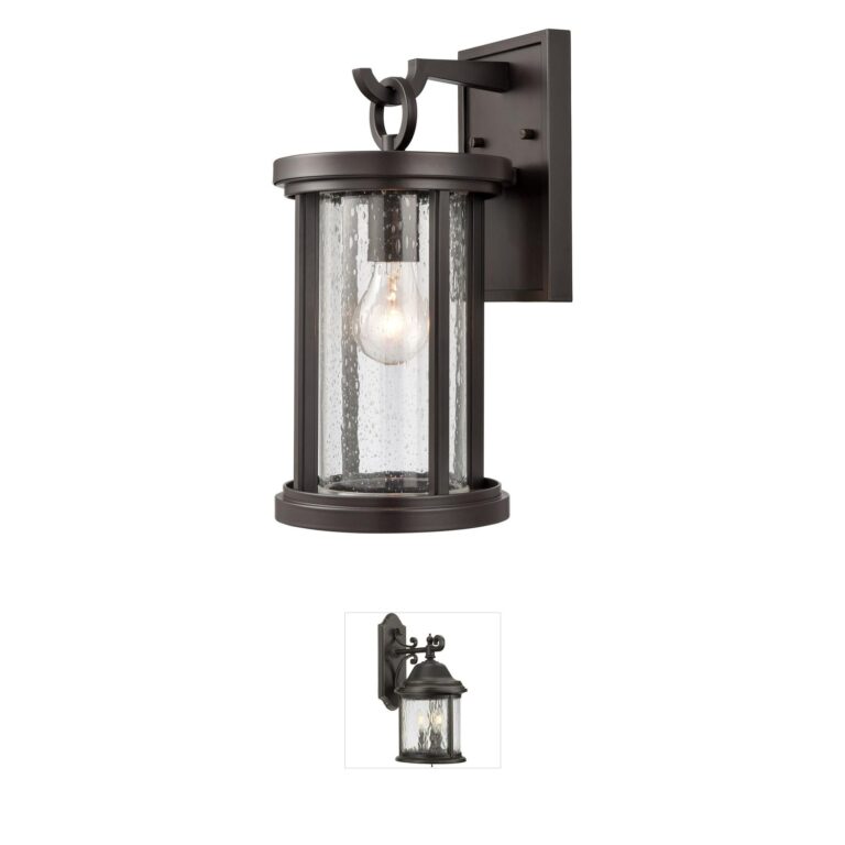 Atlas Lighting & Home Brison 14-Inch Oil Rubbed Bronze Outdoor Wall Sconce with Seeded Glass