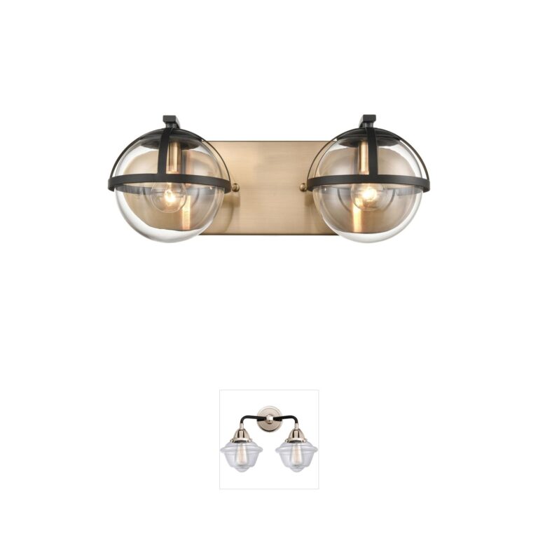 Atlas Lighting & Home Davenay 2-Light Satin Brass and Matte Black Vanity Light