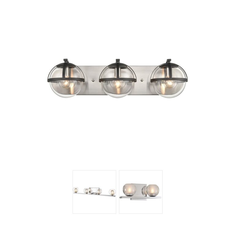 Atlas Lighting & Home Davenay 3-Light Steel & Handblown Clear Glass Vanity Light