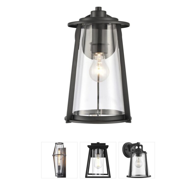Atlas Lighting & Home Kennison Matte Black Outdoor Wall Sconce with Handblown Glass
