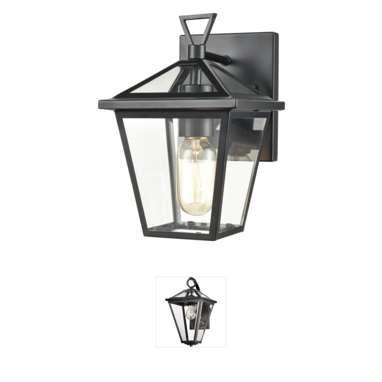 Atlas Lighting & Home Main Street 10-Inch Black Outdoor Wall Sconce with Clear Glass