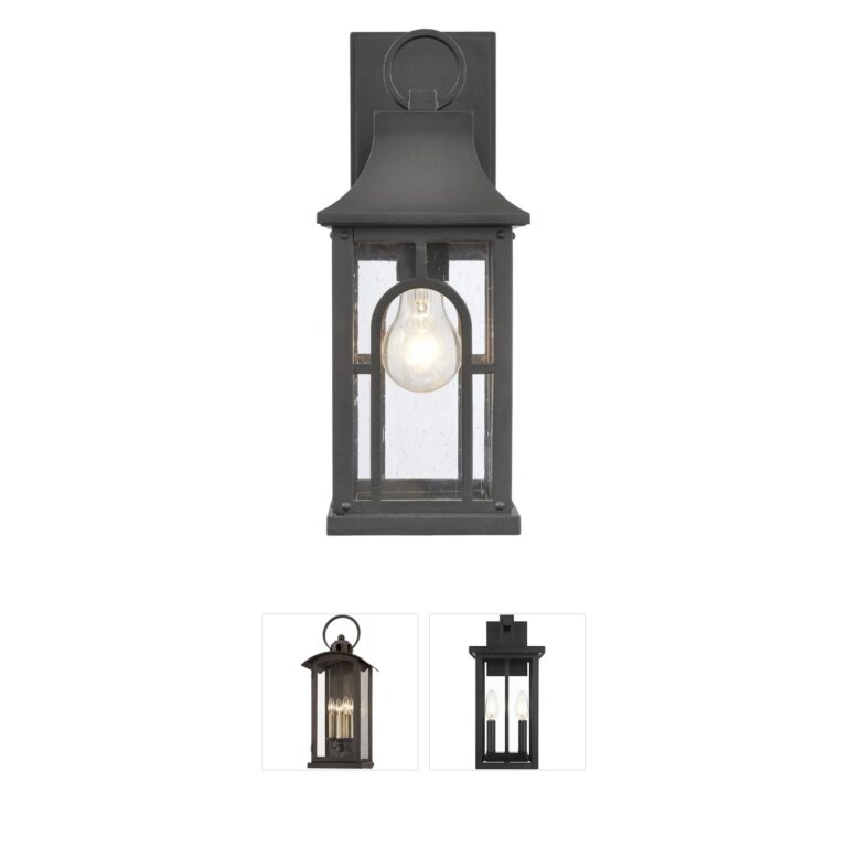 Atlas Lighting & Home Triumph Textured Black Seeded Glass Outdoor Wall Sconce