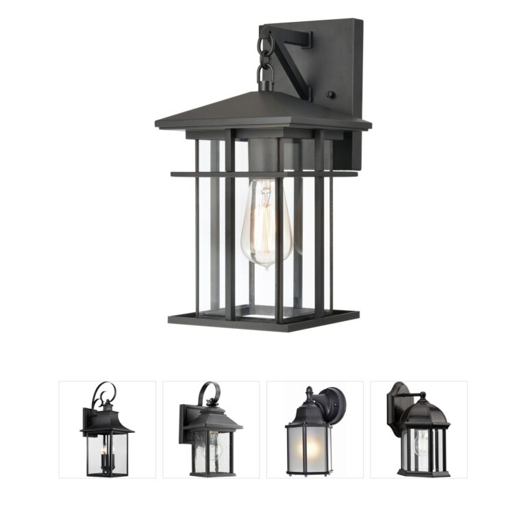 Atlas Lighting & Home Oak Park 14" Matte Black Outdoor Wall Sconce with Clear Glass