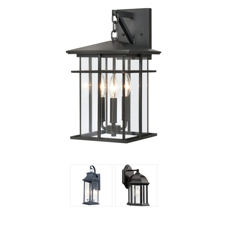 Atlas Lighting & Home Oak Park 17-Inch Matte Black 3-Light Outdoor Sconce
