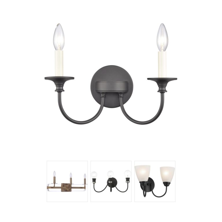 Atlas Lighting & Home Cecil 2-Light Matte Black Candelabra Vanity Light