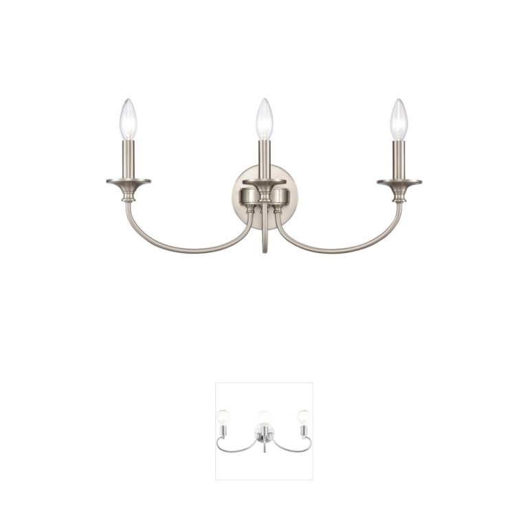 Atlas Lighting & Home Cecil 22-Inch 3-Light Brushed Nickel Steel Vanity Light